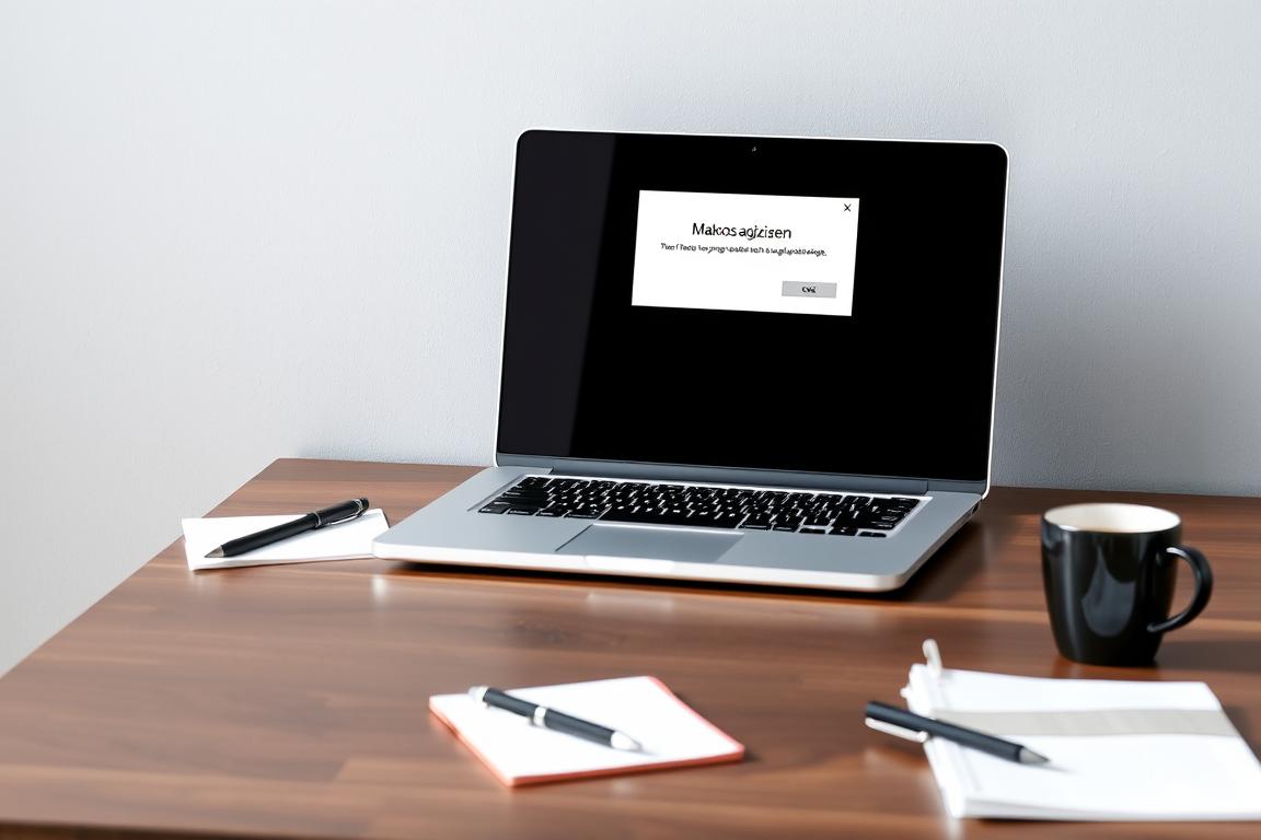 A clean, well-lit office desk with a laptop computer open, displaying the "Makros aktivieren" dialog box. The laptop is surrounded by office supplies, including a pen, a notepad, and a cup of coffee. The desk is made of dark wood, with a simple, modern design. The background is a neutral gray wall, allowing the desk and laptop to be the focal point of the image. The lighting is soft and natural, creating a calm and professional atmosphere. The overall composition is balanced and visually appealing, highlighting the importance of the "Makros aktivieren" process in the context of the given article. A clean, well-lit office desk with a laptop computer open, displaying the "Makros aktivieren" dialog box. The laptop is surrounded by office supplies, including a pen, a notepad, and a cup of coffee. The desk is made of dark wood, with a simple, modern design. The background is a neutral gray wall, allowing the desk and laptop to be the focal point of the image. The lighting is soft and natural, creating a calm and professional atmosphere. The overall composition is balanced and visually appealing, highlighting the importance of the "Makros aktivieren" process in the context of the given article.