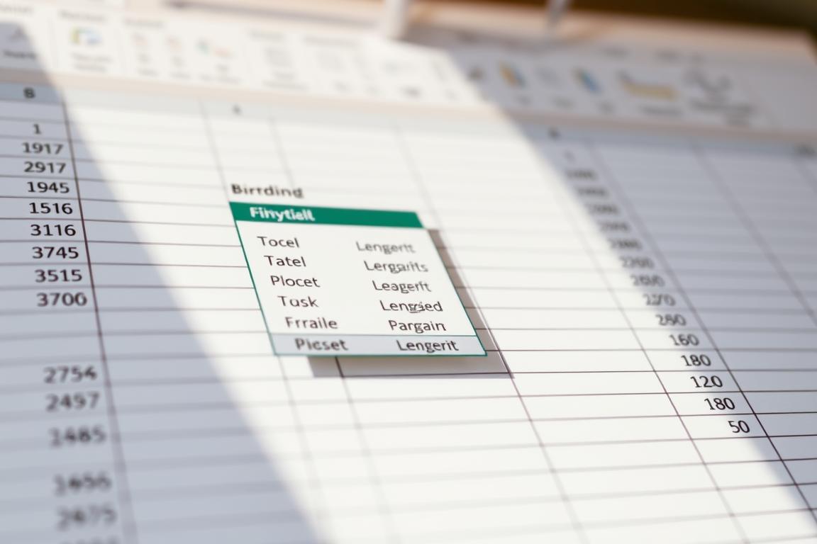 A detailed Excel spreadsheet with a dropdown menu prominently displayed in the center of the frame. The dropdown menu is crisp, clear, and inviting, showcasing various options. The spreadsheet is illuminated by natural light, creating a warm and professional atmosphere. The perspective is slightly elevated, giving the viewer a sense of control and interaction. The background is slightly blurred, ensuring the dropdown menu remains the focal point. The overall tone is one of functionality and ease of use, reflecting the section title "Excel-Dropdown geht nicht: Schritt-für-Schritt Lösungen".