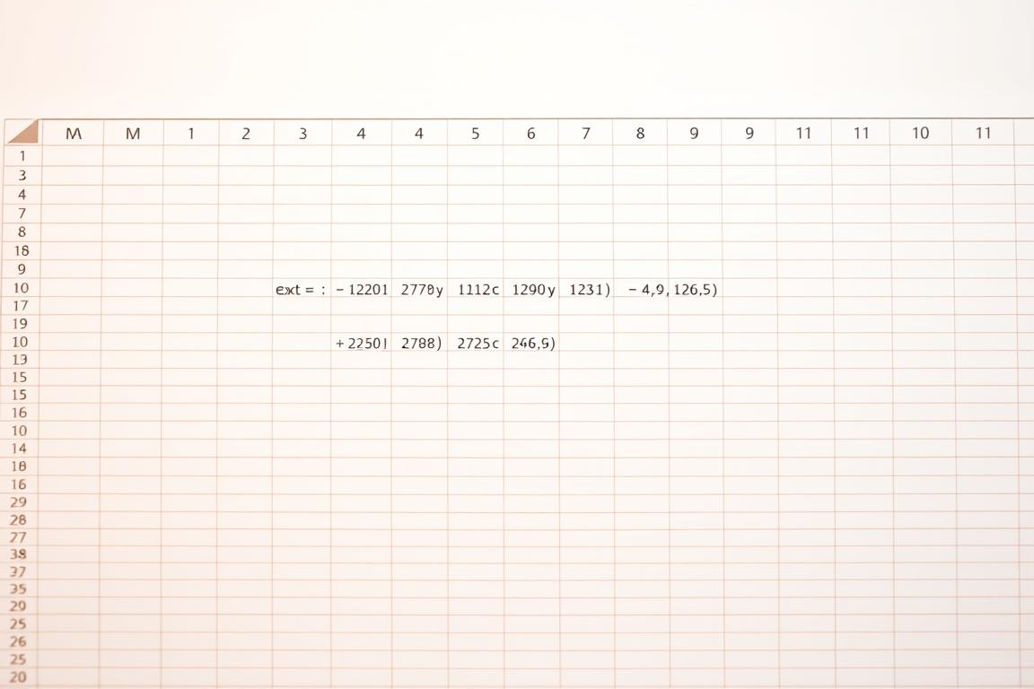 A high-quality spreadsheet layout showcasing a complex Excel formula, set against a clean, minimalist background. The formula should be visually striking, with neatly arranged cells, functions, and operators. Utilize a warm, neutral color palette, soft lighting, and a shallow depth of field to draw the viewer's attention to the formula itself. Convey a sense of precision, organization, and technical proficiency, reflecting the "advanced techniques for complex data" theme. Avoid any distracting elements or clutter, keeping the focus on the formula as the central, impactful visual element.