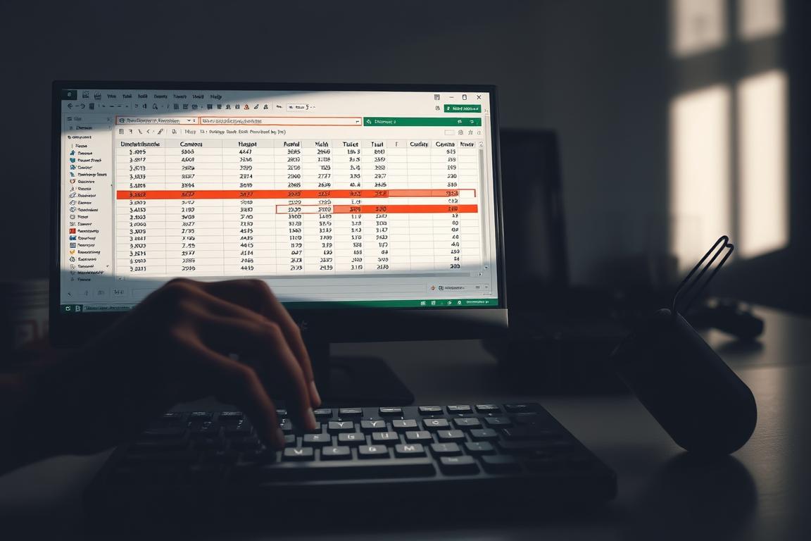 A meticulously crafted data analysis dashboard, its pivot table displaying erroneous values, against a backdrop of a clean, minimalist workspace. Dramatic side lighting casts dramatic shadows, drawing the eye to the problematic spreadsheet. The user's hands hover over the keyboard, deep in concentration as they methodically troubleshoot the issue step-by-step. An atmosphere of focused problem-solving permeates the scene, conveying the challenges and insights of working with complex data in a professional setting.