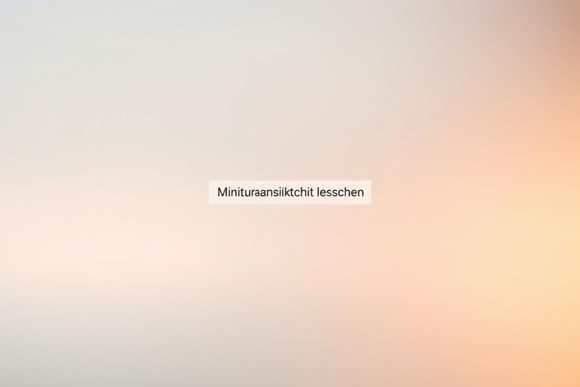 A minimalist desktop view with a simple, clean interface. The "Miniaturansicht-Cache löschen" (Clear Thumbnail Cache) option prominently displayed in the center, surrounded by a soft, blurred background. Warm, muted lighting casts a subtle glow, creating a calm and focused atmosphere. The composition is balanced, with the key element positioned to draw the viewer's attention. The overall aesthetic conveys a sense of simplicity and professionalism, befitting the instructional nature of the article section.