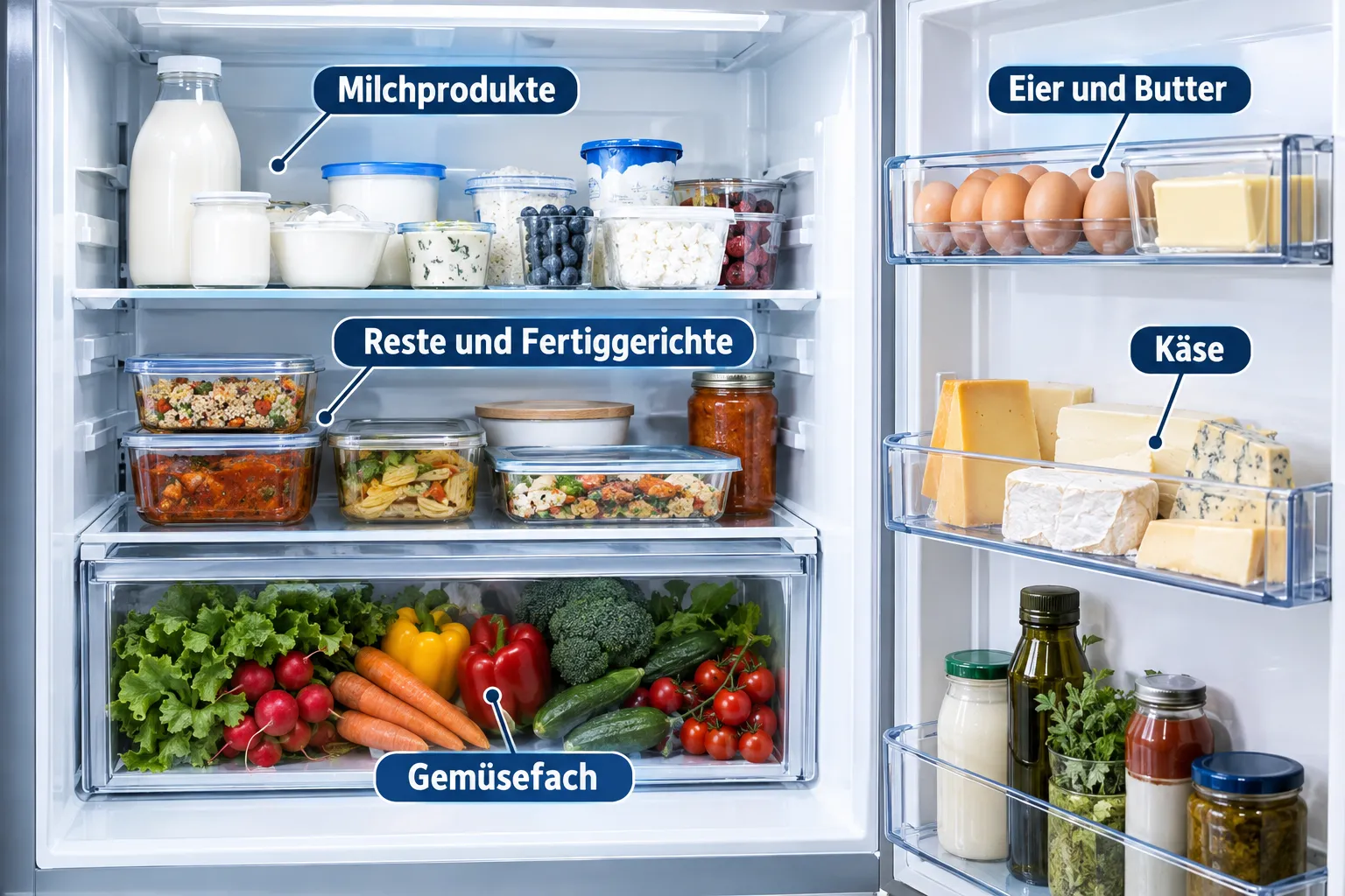 Aufbewahrung für frische Lebensmittel wie Obst und Gemüse