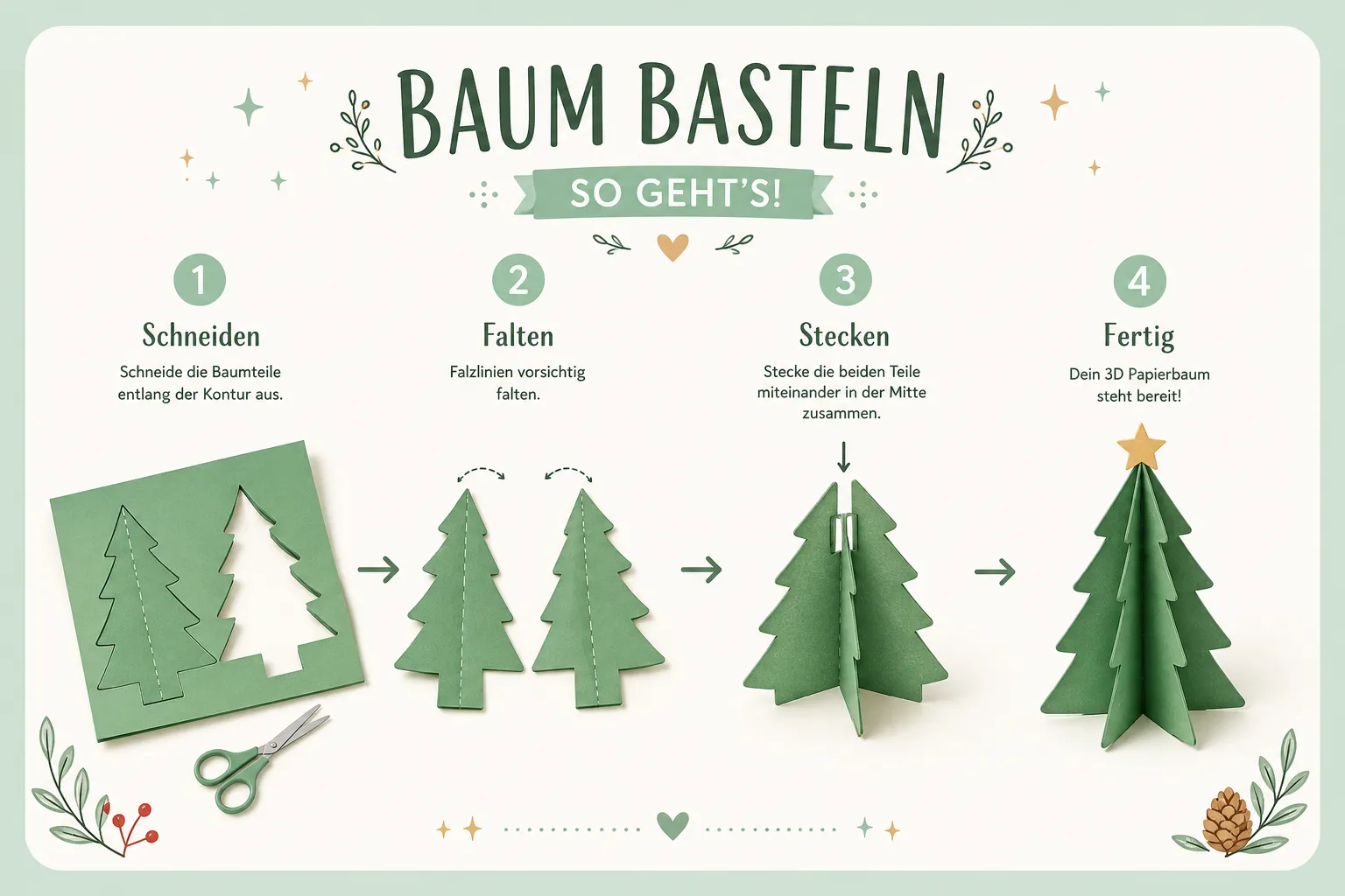 Baum basteln in 3D: Schritt-für-Schritt-Anleitung