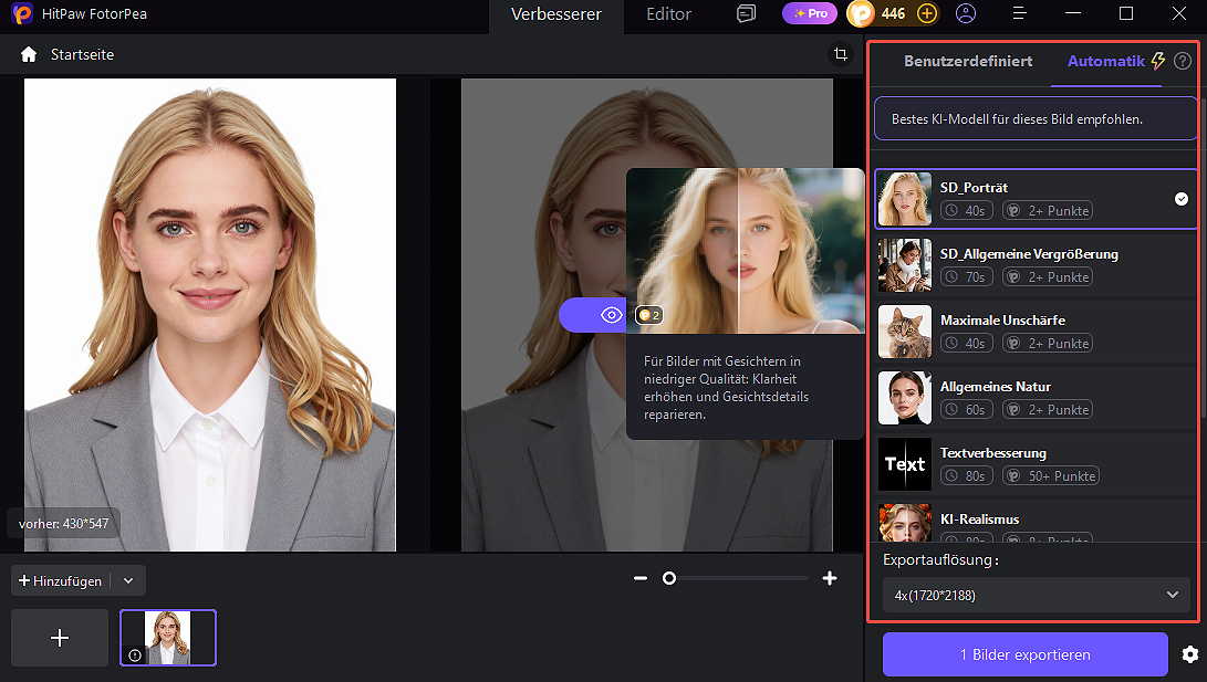 Bewerbungsfotos selber machen: Professionelle Bewerbungsbilder mit KI verbessern 3 Bewerbungsfotos selber machen: Professionelle Bewerbungsbilder mit KI verbessern 4
