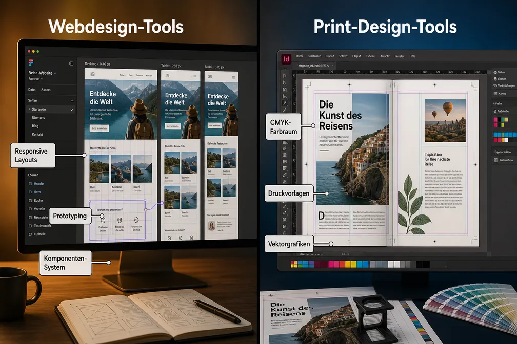 Design-Tools für Webdesign vs. Print-Design: Was sind die Unterschiede?