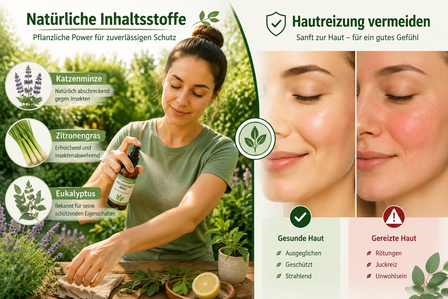 Detailed () educational infographic-style illustration showing a split comparison scene: on the left, a person applying a