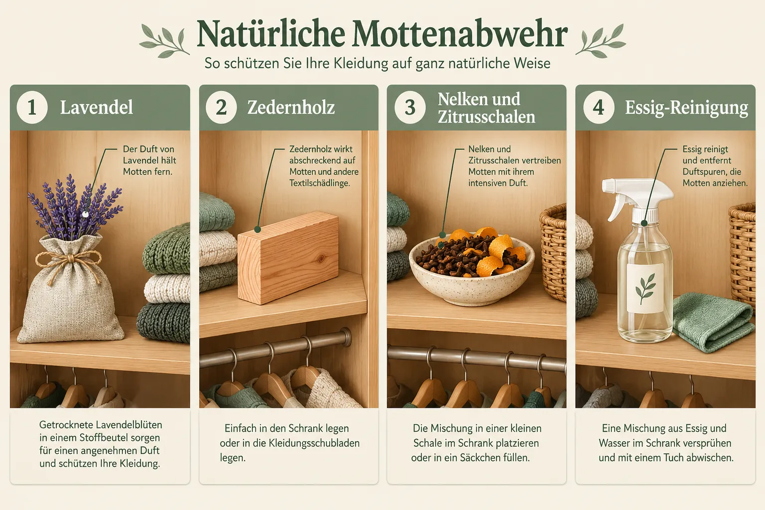 Die besten Hausmittel gegen Motten im Kleiderschrank 2 Die besten Hausmittel gegen Motten im Kleiderschrank: Natürliche Repellentien ohne Gift