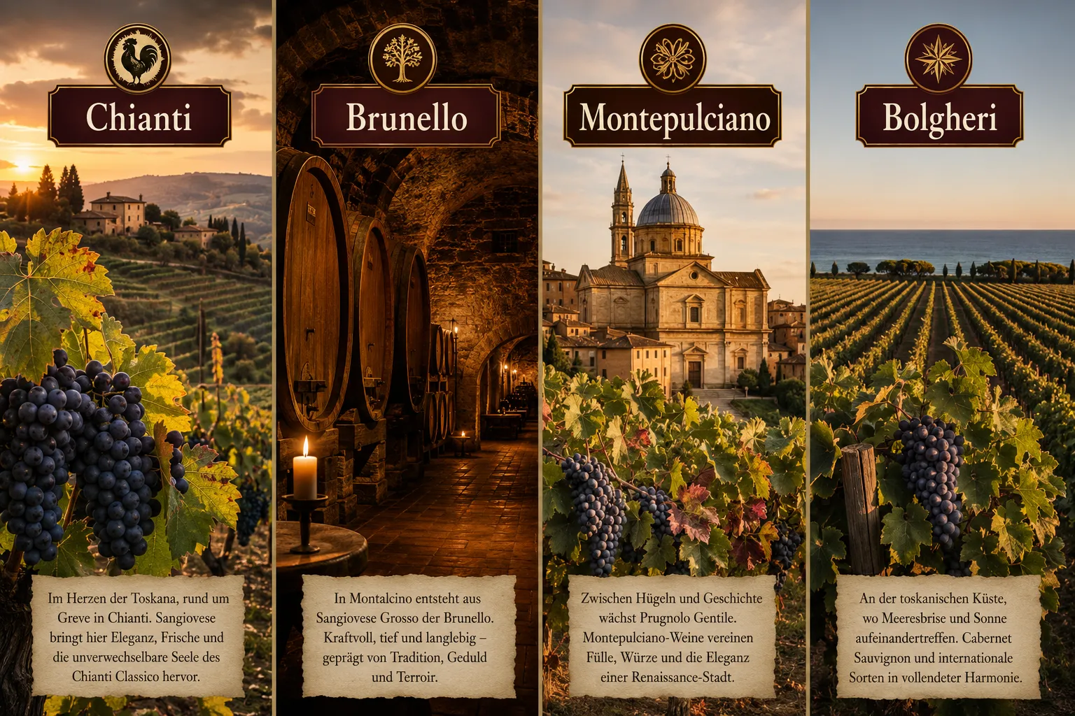 Die wichtigsten Weinregionen der Toskana im Überblick