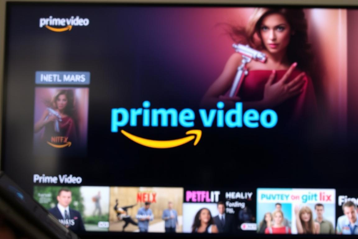 Ein Bild von Amazon Prime Video auf einem Fernseher oder einem mobilen Gerät Ein Bild von Amazon Prime Video auf einem Fernseher oder einem mobilen Gerät