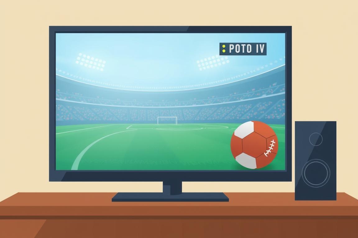 Ein Bild von einem Sportereignis auf einem Fernseher Ein Bild von einem Sportereignis auf einem Fernseher