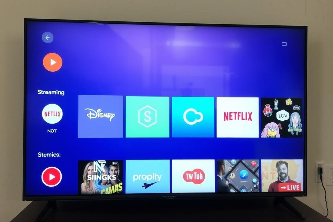 Ein Bild von verschiedenen Streaming-Diensten auf einem Fernseher Ein Bild von verschiedenen Streaming-Diensten auf einem Fernseher