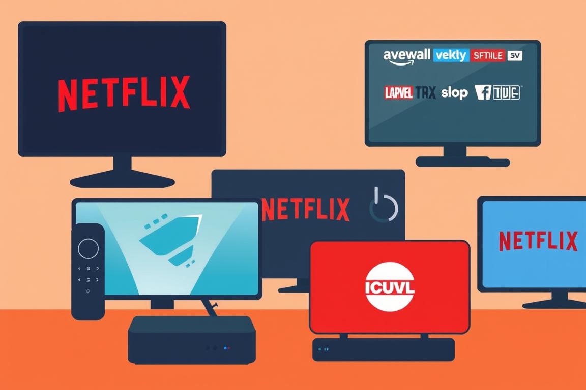 Ein Bild von verschiedenen Streaming-Geräten mit Netflix und anderen Diensten Ein Bild von verschiedenen Streaming-Geräten mit Netflix und anderen Diensten