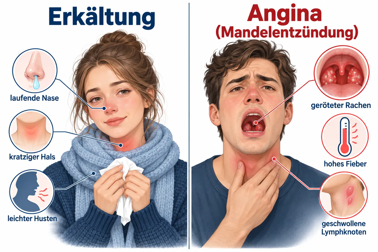 Erkältung oder Angina: Woher kommen die Halsschmerzen?