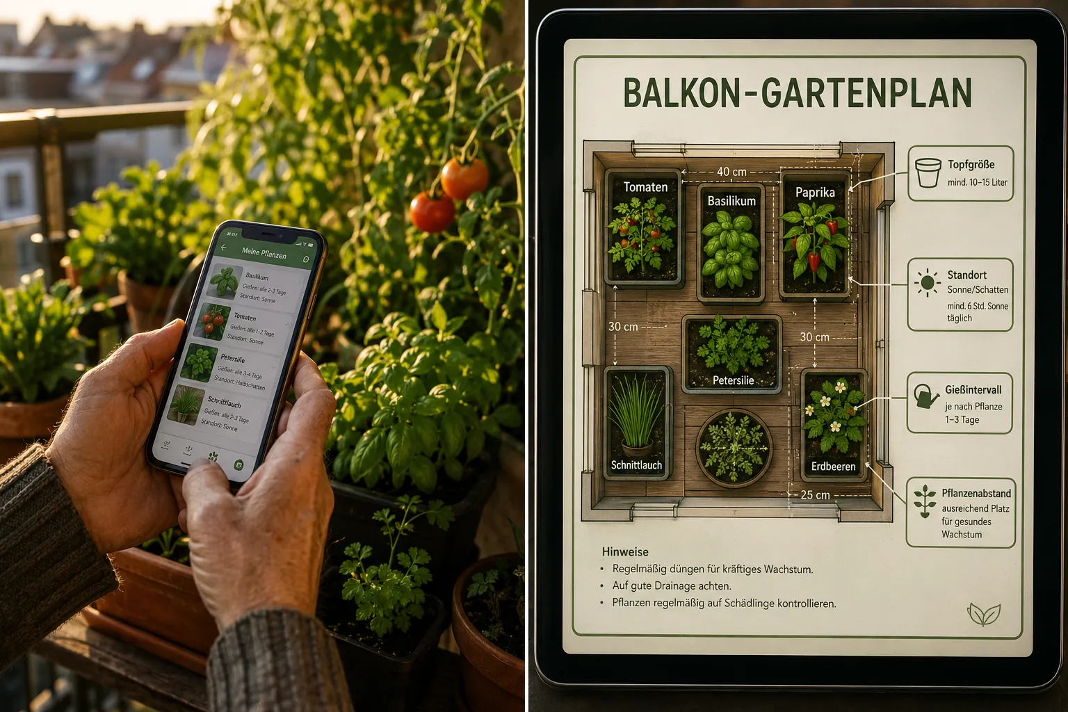Garten-App für kleine Balkone und Töpfe