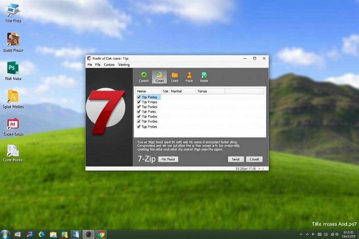 Generiere ein Bild von 7-Zip auf einem Windows-Desktop Generiere ein Bild von 7-Zip auf einem Windows-Desktop