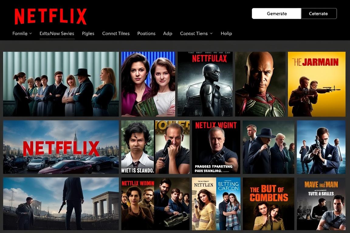 Generiere ein Bild von beliebten Netflix-Serien und -Filmen Generiere ein Bild von beliebten Netflix-Serien und -Filmen