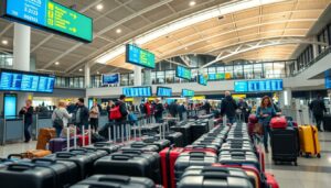 Gepäck durchgecheckt am Flughafen