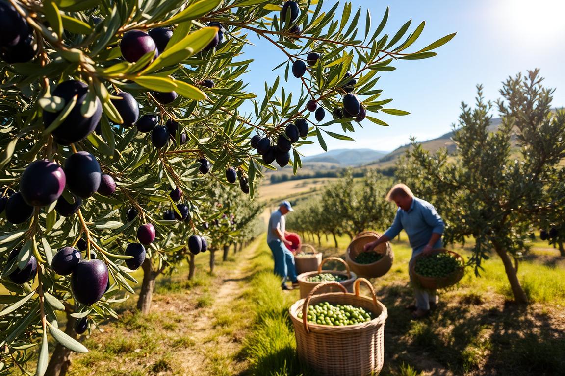 Olivenernte für hochwertige Olivenöl-Qualität