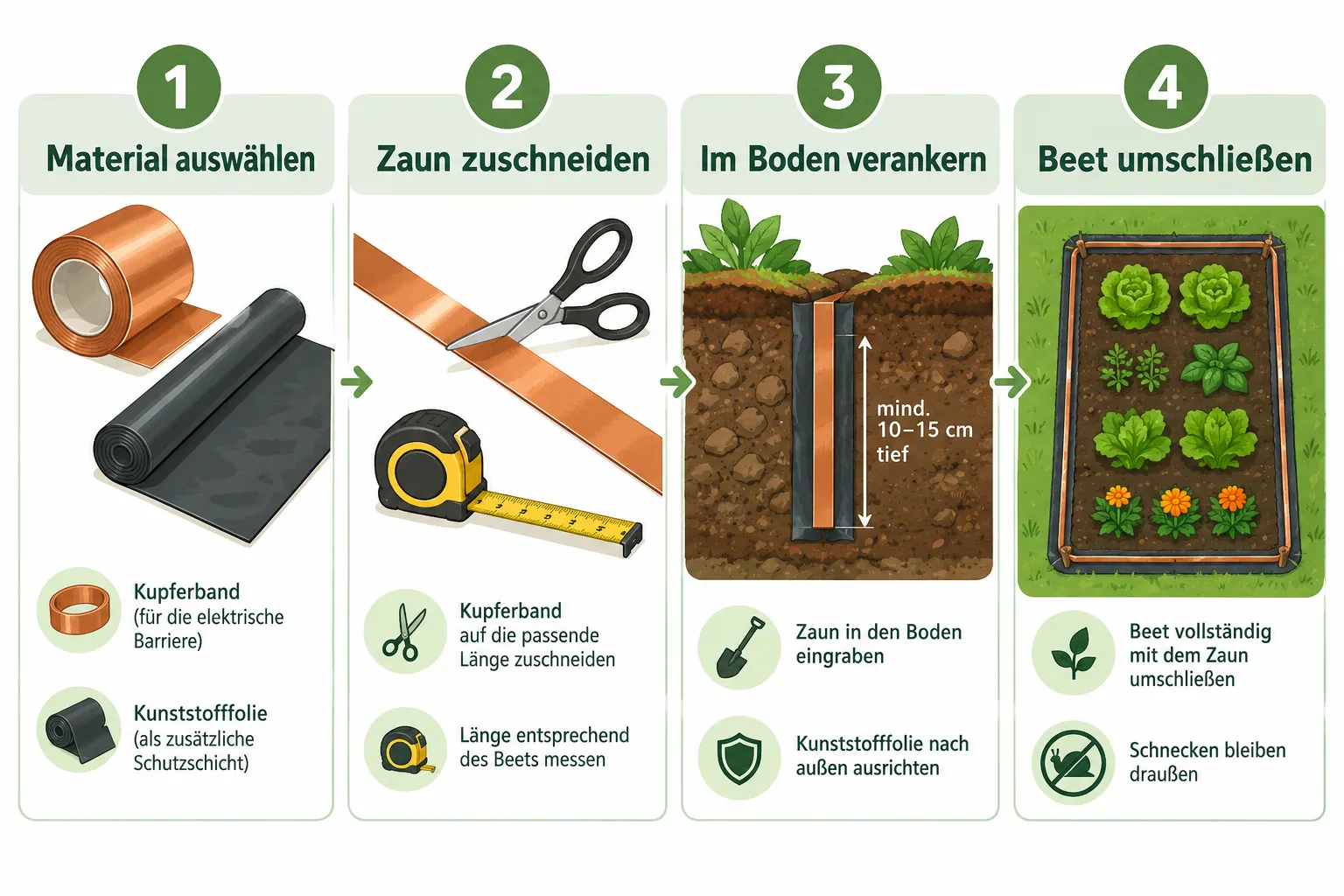 Die besten Tipps gegen Schnecken im Garten 2 Schneckenzaun selber bauen: Anleitung in wenigen Schritten