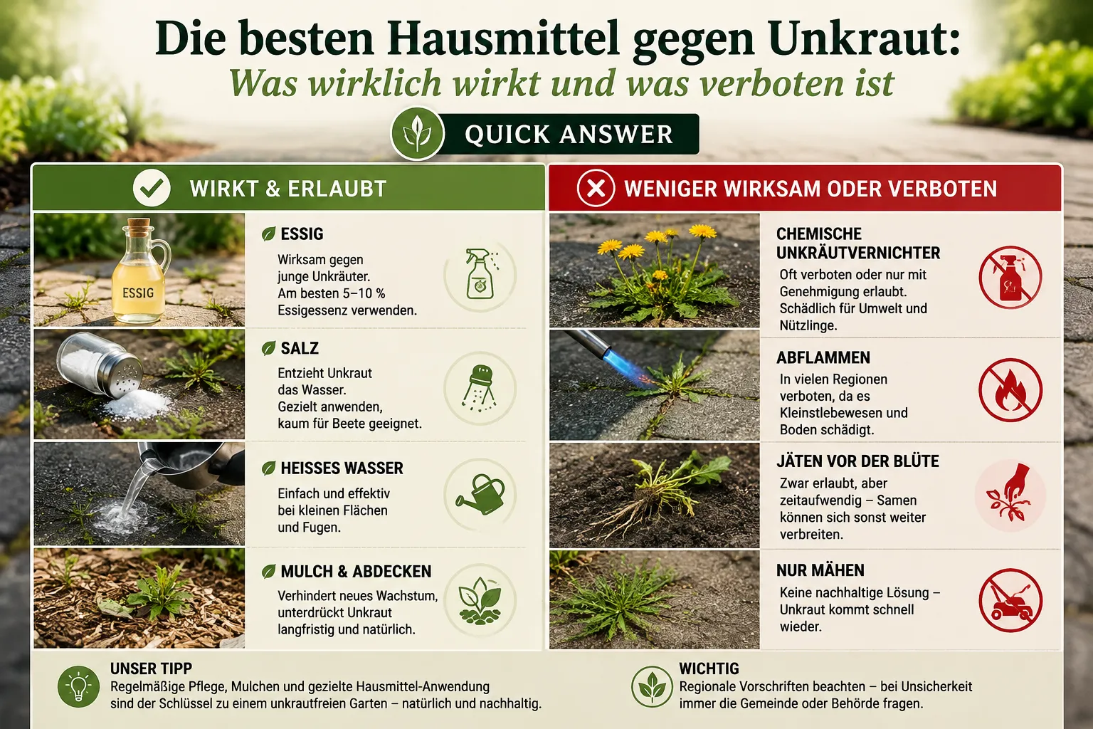 Die besten Hausmittel gegen Unkraut 2 Unkrautvernichter selber machen: Legale Rezepte