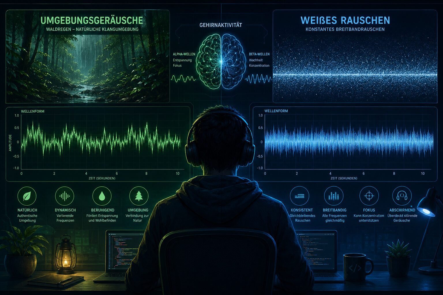 Unterschied zwischen Ambient Sound und weißem Rauschen für Entwickler