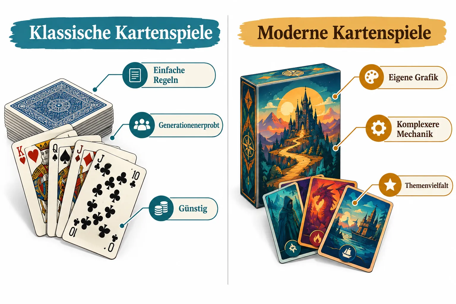 Die besten Kartenspiele 1 Unterschied zwischen klassischen und modernen Kartenspielen