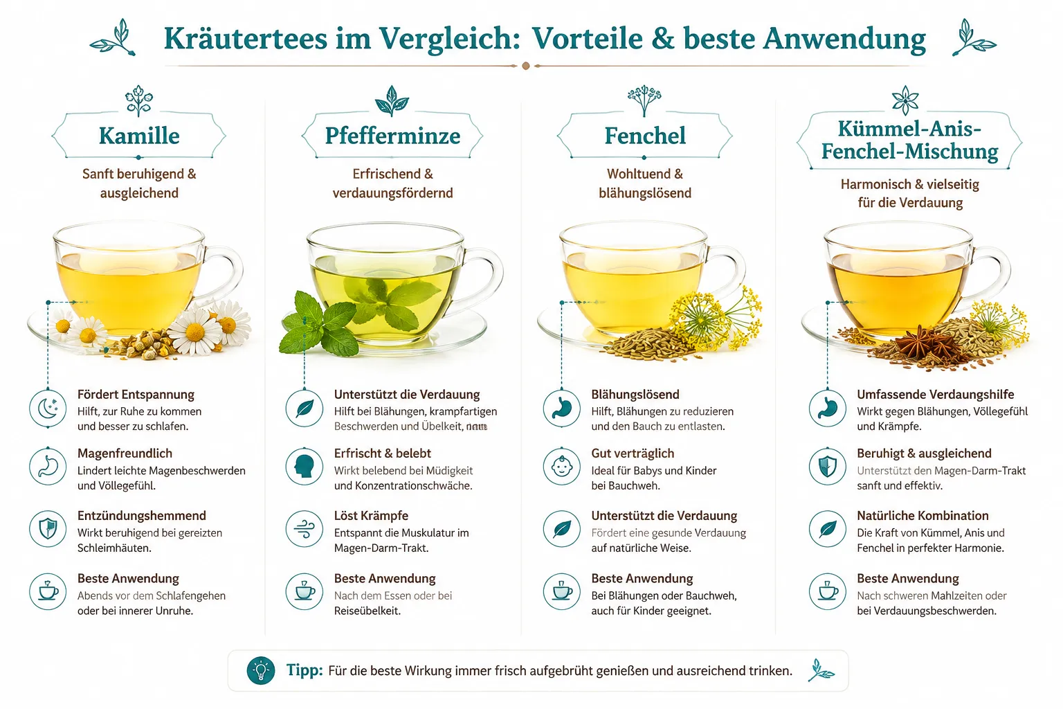 Die besten Tees gegen Bauchschmerzen 1 Was hilft Tee gegen Bauchschmerzen? Die besten Tees gegen Bauchschmerzen im Überblick