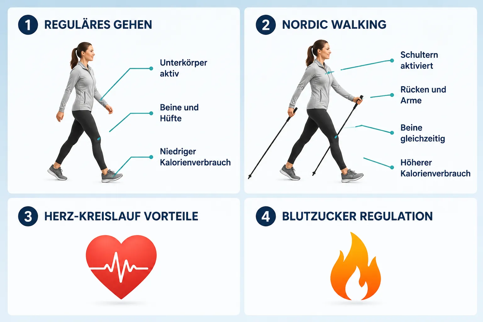 Was ist Nordic Walking, und wie unterscheidet es sich vom normalen Gehen?
