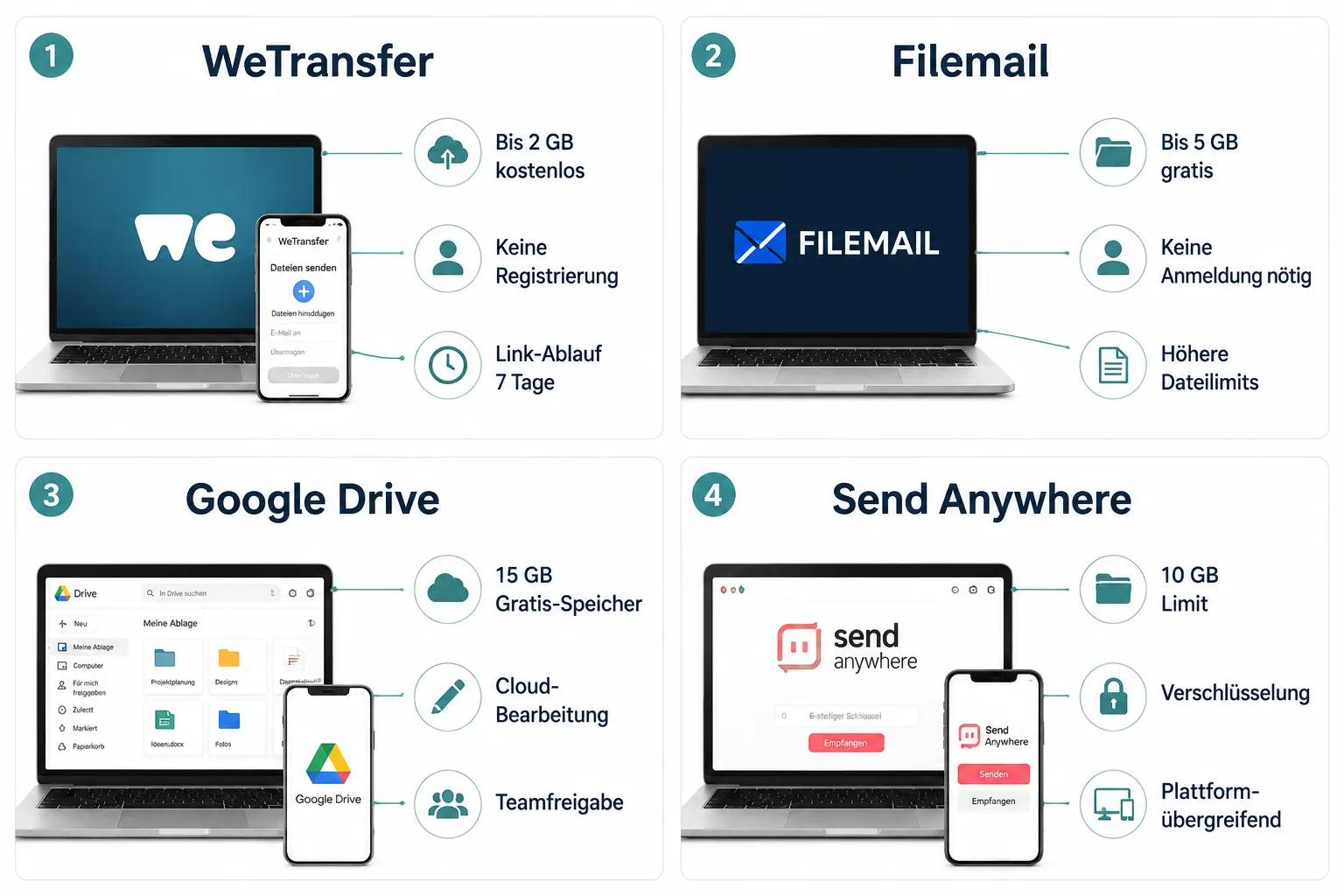 Was ist der Unterschied zwischen WeTransfer und Filemail