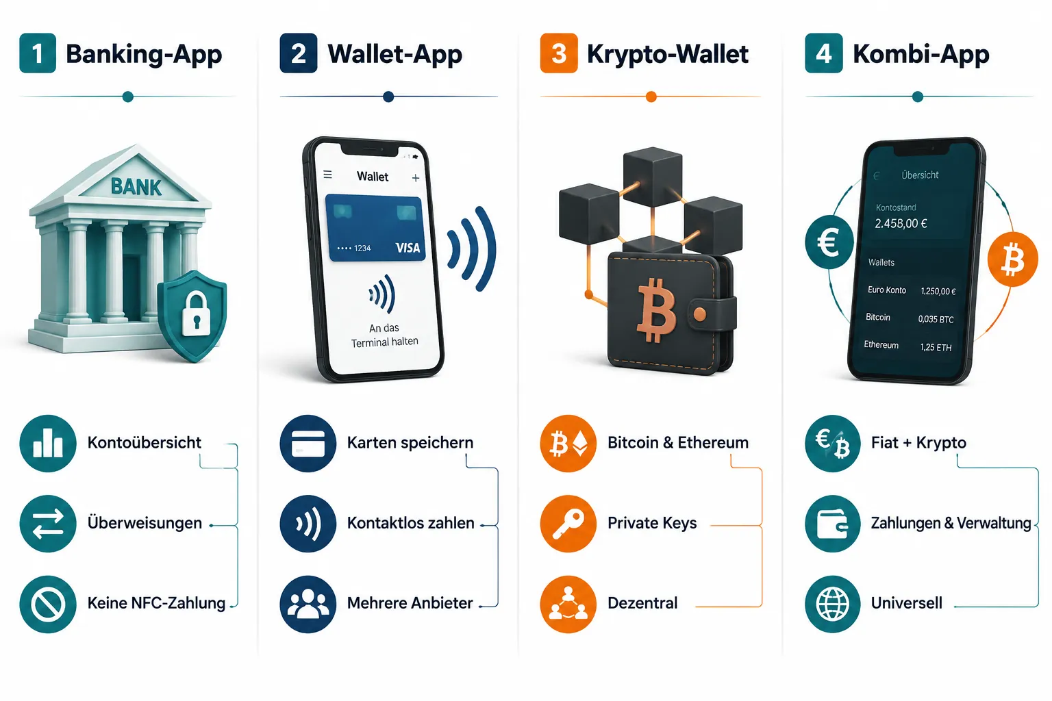 Was ist der Unterschied zwischen einer Wallet-App und einer normalen Banking-App?