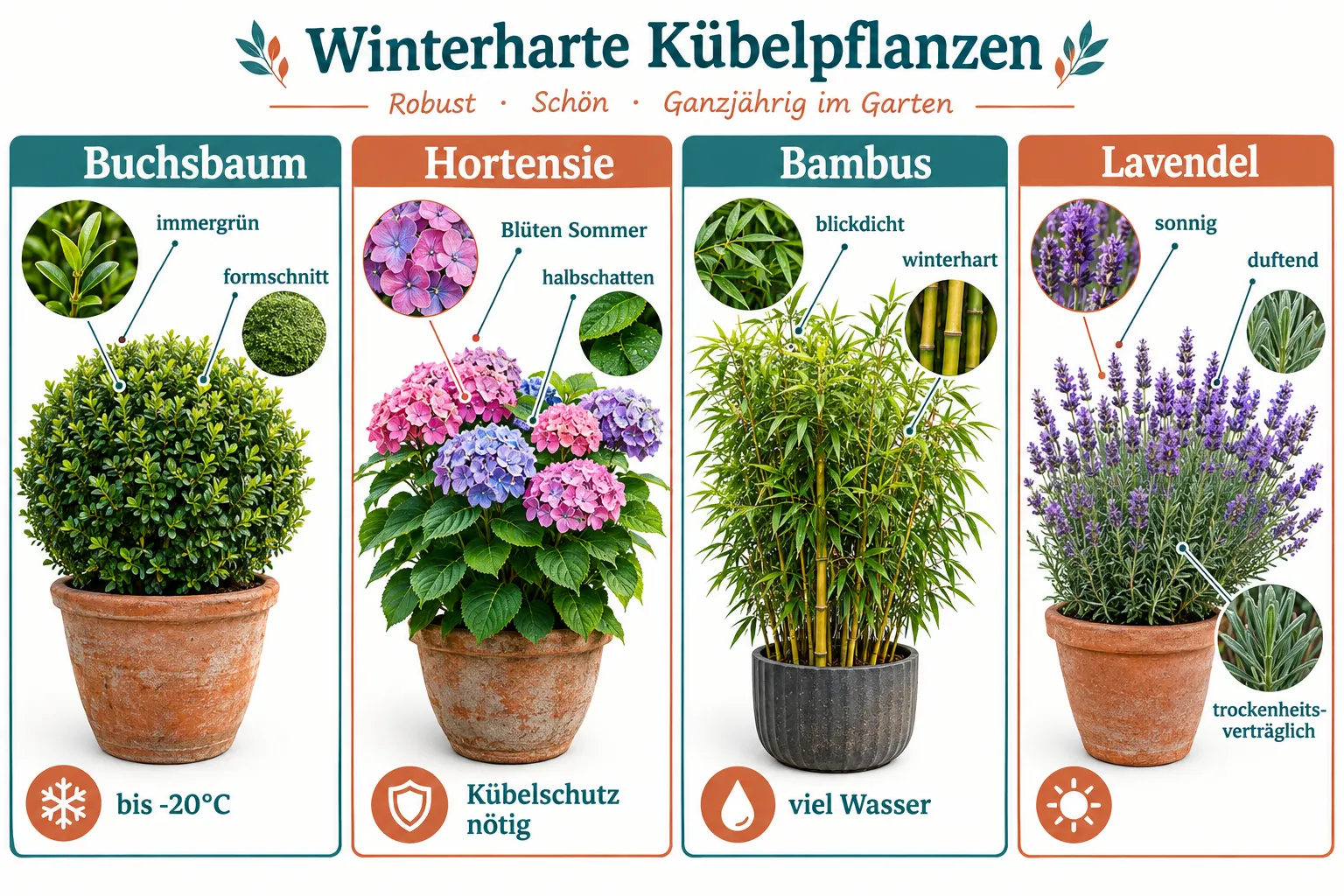Was sind winterharte Kübelpflanzen und welche halten Frost?