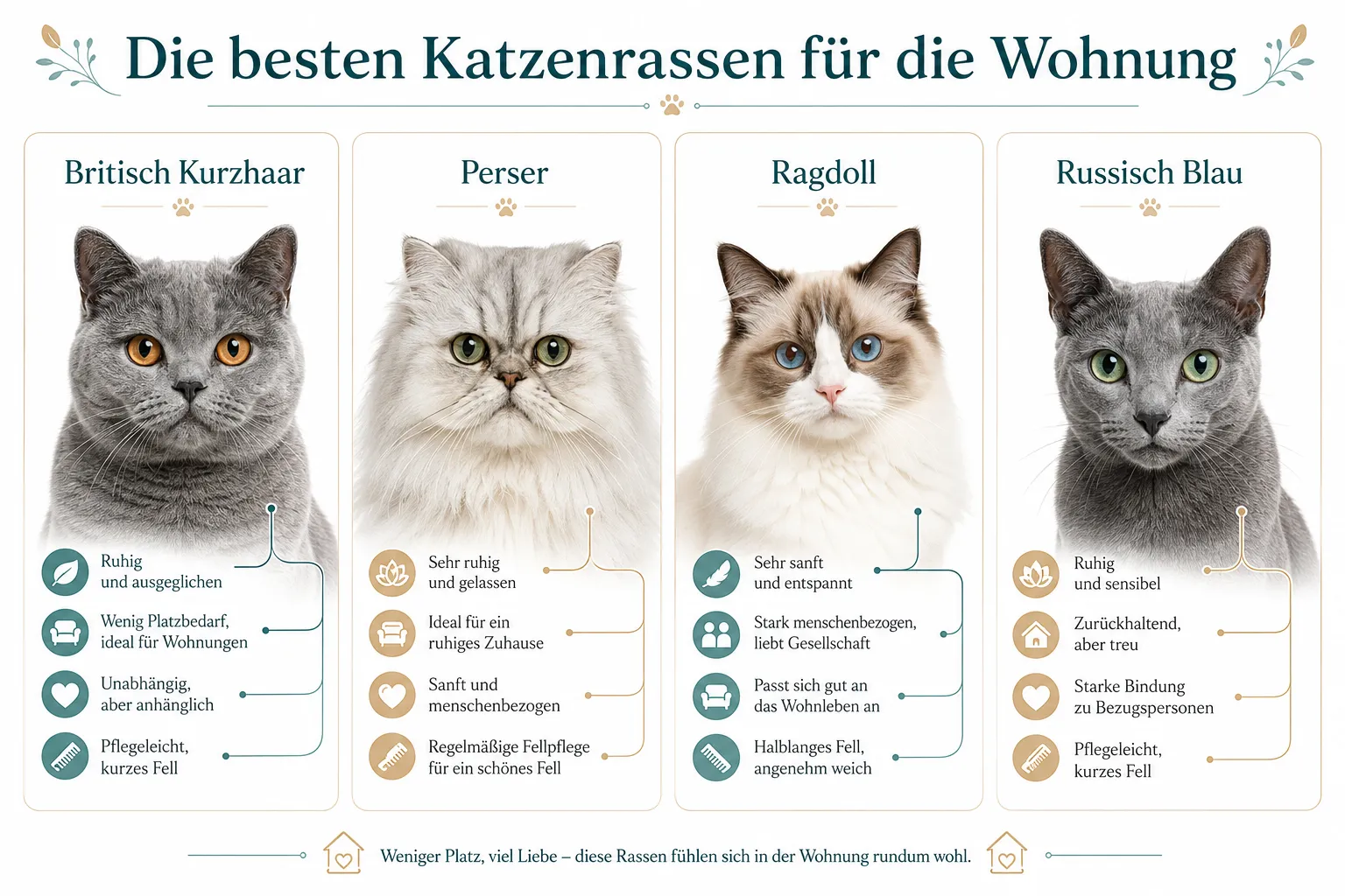 Welche Katzenrassen sind am besten für kleine Wohnungen und brauchen wenig Platz?