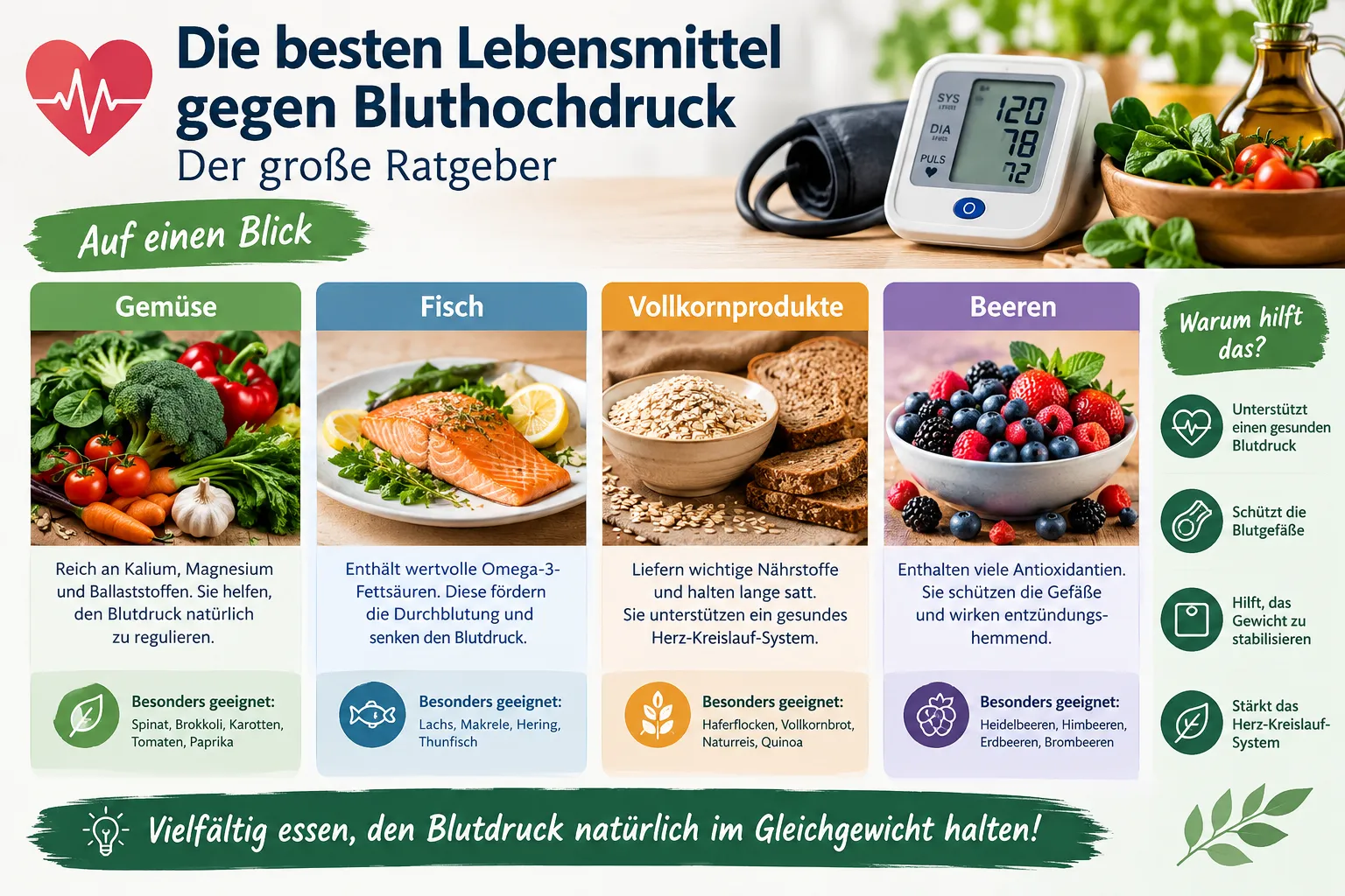 Die besten Lebensmittel gegen Bluthochdruck 1 Welche Lebensmittel senken Bluthochdruck natürlich? Die besten Lebensmittel gegen Bluthochdruck im Überblick