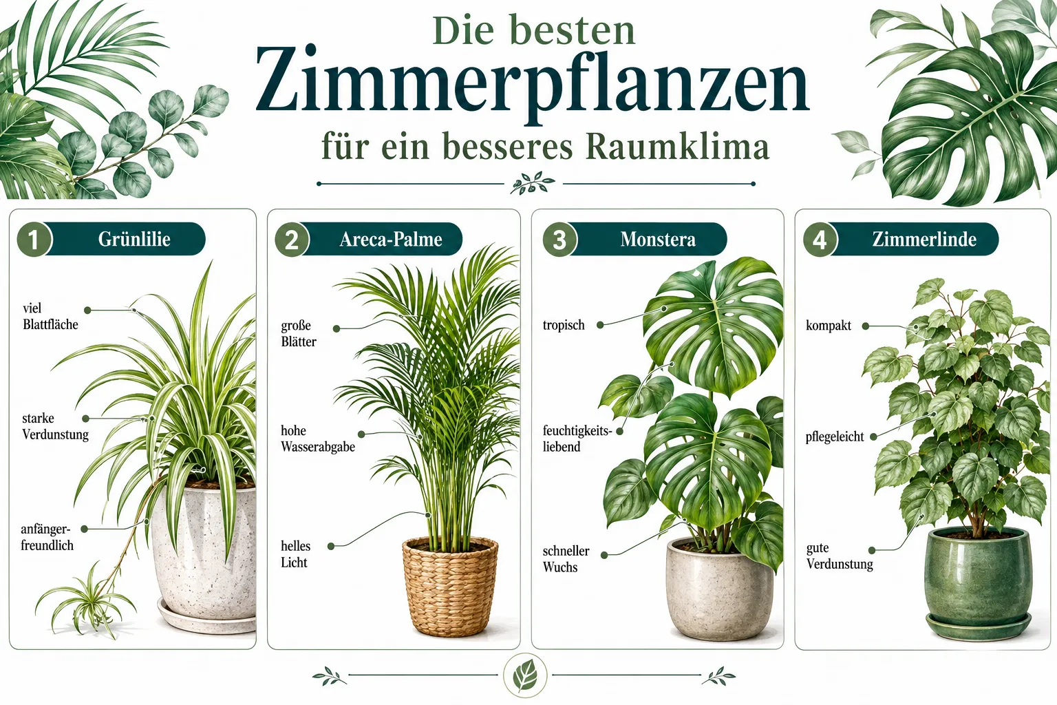 Die besten Zimmerpflanzen für ein besseres Raumklima 1 Welche Zimmerpflanzen verbessern die Luftqualität am meisten?