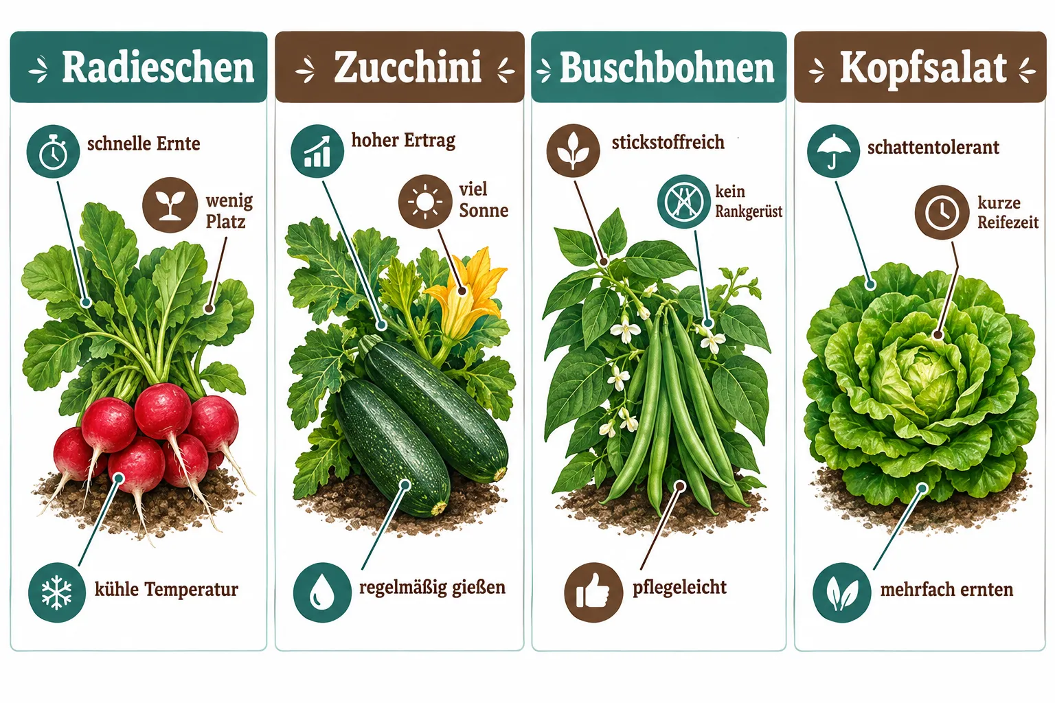 Die besten Gemüsesorten für Garten-Anfänger 2 Welches Gemüse wächst am schnellsten und ist am pflegeleichtesten?