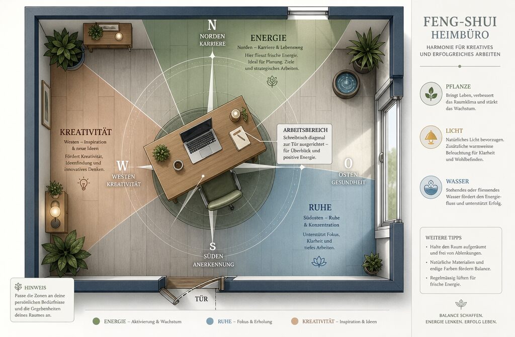 Wie stelle ich meinen Schreibtisch optimal nach Feng-Shui aus?