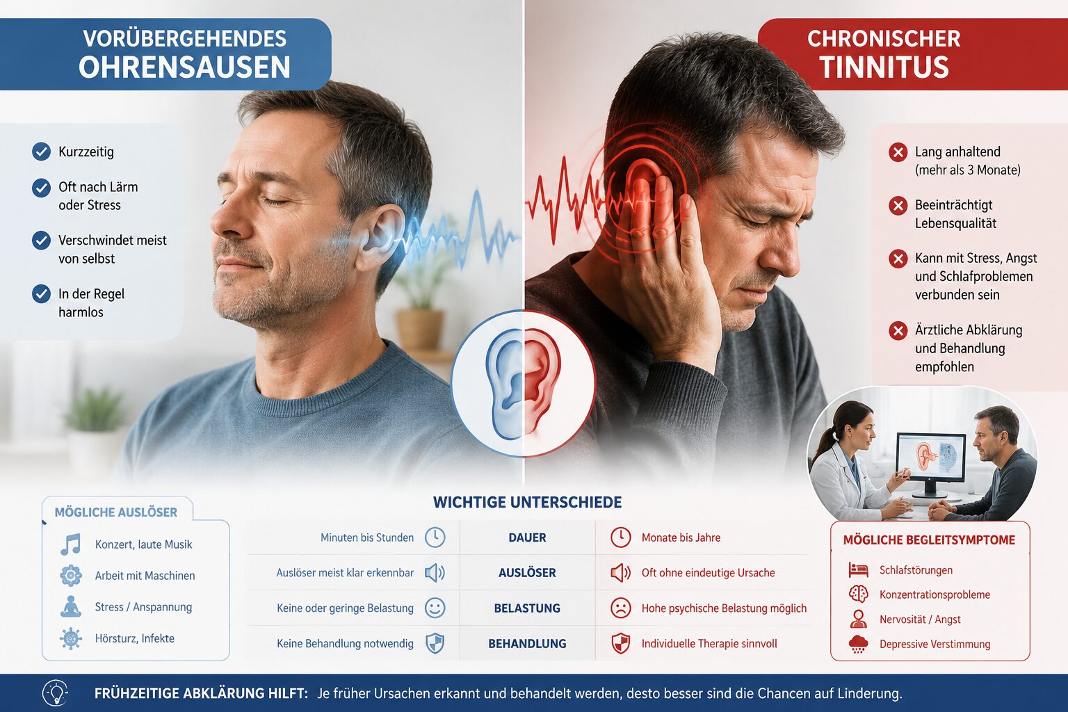 Wie unterscheidet sich normales Ohrensausen von ernsthaftem Tinnitus?