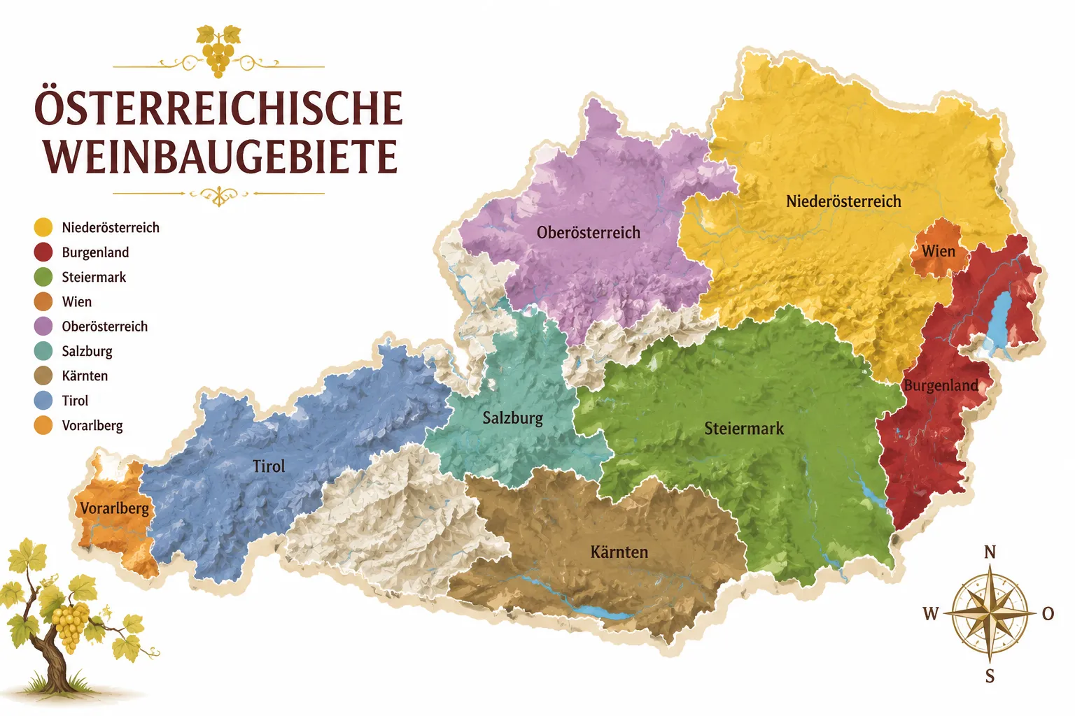 Wie viele Weinbaugebiete hat Österreich?