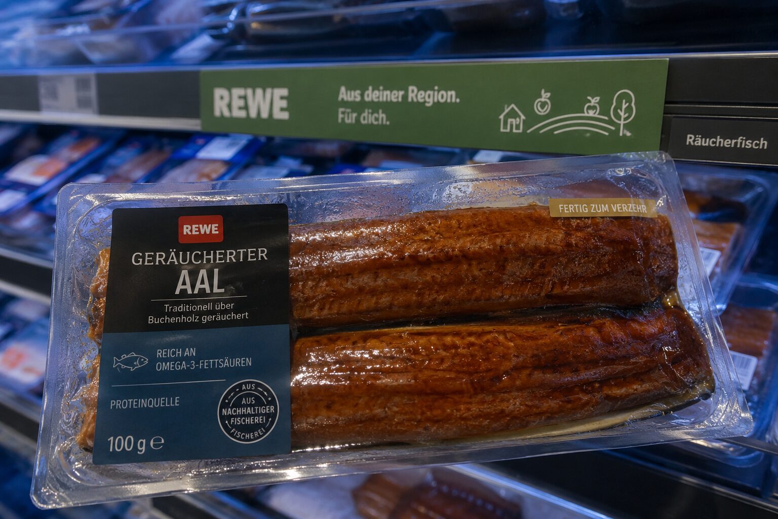 Wo finde ich geräucherten Aal bei REWE?