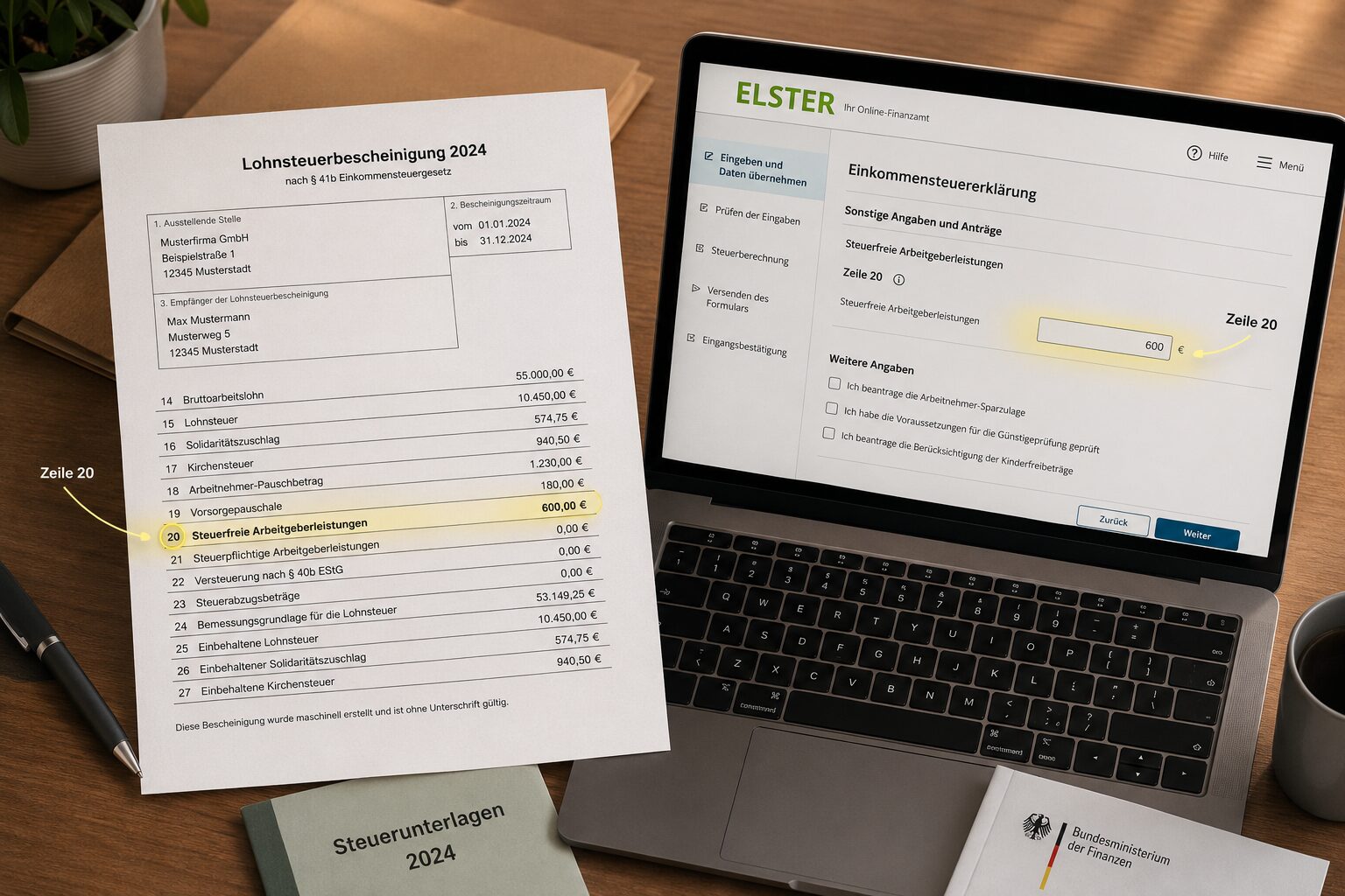 Wo trage ich Zeile 20 in der Steuererklärung ein?