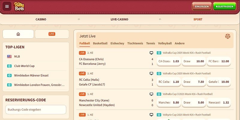 Billybets — Ausgezeichnet für Live-Wetten-Fans