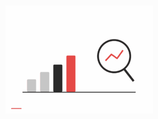 Balkendiagramm mit ansteigenden Säulen und eine Lupe mit Kurvenverlauf als Symbol für Online-Marketing und Web-Analyse