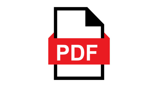 Ein Symbol, das ein weißes Blatt mit der roten Abkürzung 'PDF' darstellt, repräsentiert eine PDF-Datei.